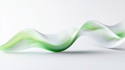Fototapete - Abstract green and white wave form on white background.