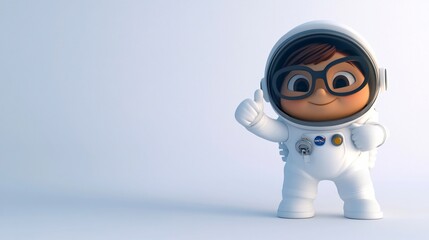 Poster - Cute cartoon astronaut girl giving thumbs up. (1)