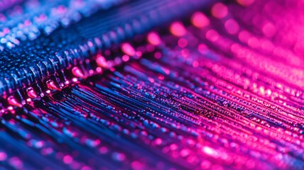 Aufkleber - Abstract close-up of vibrant blue and pink illuminated lines, creating a dynamic and textured background.