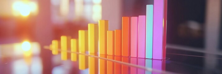 Aufkleber - Colorful bar graph reflecting on a glass surface, showcasing growth and data visualization.