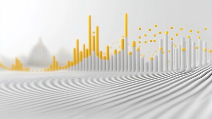 Aufkleber - Abstract 3D rendering of white and gold data visualization, showing growth and progress.