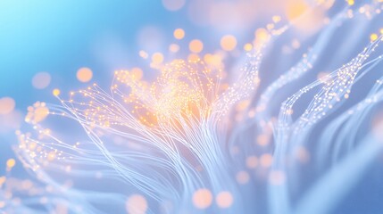 Poster - Abstract glowing fiber optic light strands forming a flower-like shape.