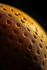 Poster - Close-up of a textured, porous, golden-brown sphere with numerous small holes.