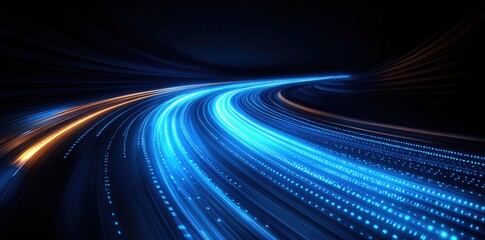 Aufkleber - An abstract blue light speed trail background with glowing dots, representing a technology concept for internet and data transfer speed, ideal for tech-themed designs or digital presentations