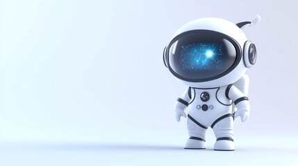 Poster - Cute cartoon astronaut with glowing visor.