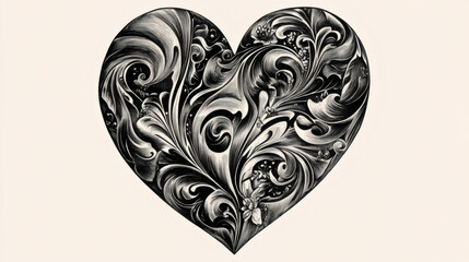 Poster - Beautiful heart-shaped illustration featuring detailed floral patterns, perfect for Valentine's Day projects