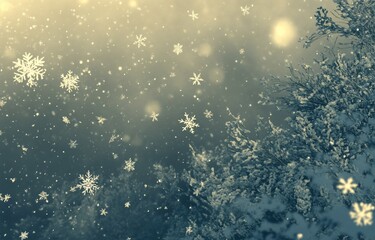 Aufkleber - Snow falling on snowy trees in winter wonderland.