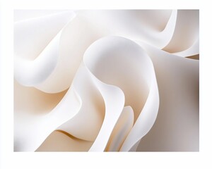 Leinwandbilder - Abstract image of flowing white fabric with soft folds and curves, creating a delicate and elegant texture.