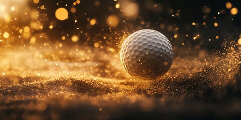 Poster - Golf ball in golden dust.