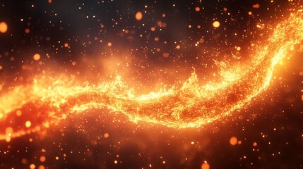 Wall Mural - abstract fiery swirl with glowing particles.