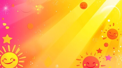 Wall Mural - international day of happiness abstract background. featuring bright yellows, oranges, and pinks. hi