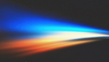 Poster - Vibrant Blue and Orange Light Beams Merging in Dark Background. Abstract Energy Flow, Color Gradients, and Illumination Art Design