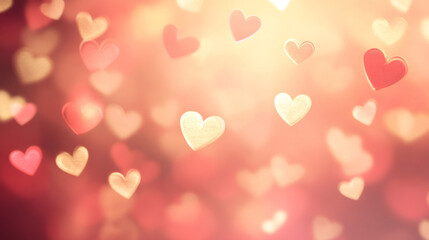 Aufkleber - Red and gold hearts floating on a warm, romantic background, creating a perfect image for Valentine's Day projects