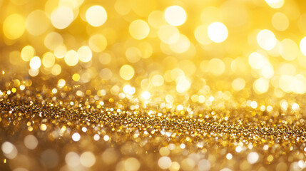 Aufkleber - Golden glitter texture creating a sparkling bokeh effect, perfect for Valentine's Day or any festive occasion