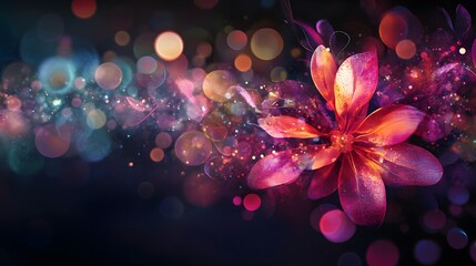 Poster - Vibrant flower with bokeh background.  Perfect for design projects.