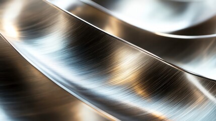 Poster - Abstract close-up of metallic, swirling, textured surface with light reflections.