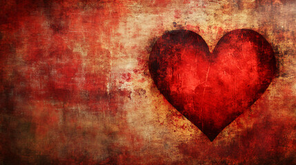Poster - Red heart symbolizing love and passion on grunge background for Valentine's Day or any romantic occasion
