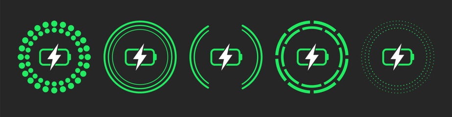 Wall Mural - Battery and power symbol. Battery charge icon. Accumulator indicator. Vector EPS 10