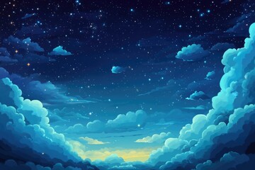 Wall Mural - mysterious cloudy night sky: a stunning cosmic canvas with stars and galaxy elements