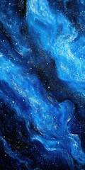 Wall Mural - majestic blue star-dotted night sky: a cosmic canvas of stars and nebulae