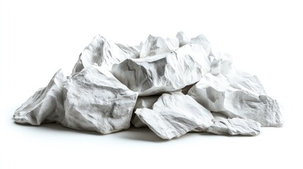 Poster - Pile of white clay chunks isolated on white background.