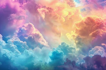 Poster - Beautiful pastel colored clouds create a dreamy and vibrant atmosphere in the sky