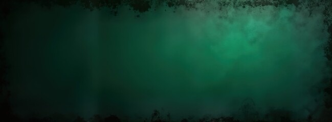 Poster - Dark emerald green background with grunge texture, black shadow border. Deep green color creates elegant, luxury atmosphere. Excellent for website, wallpaper, display design. Vintage, chic style
