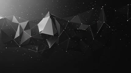 Aufkleber - Abstract dark geometric polygonal background with connected lines and dots.