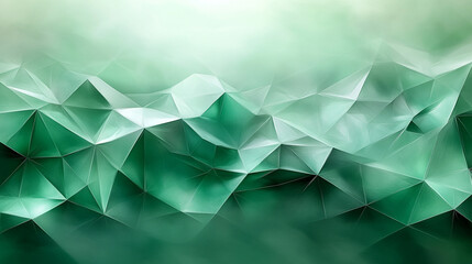 Poster - A green abstract low poly triangle field creates a mesmerizing polygonal technology background offering a visually stunning 3D render that captivates imagination with intricate futuristic design

