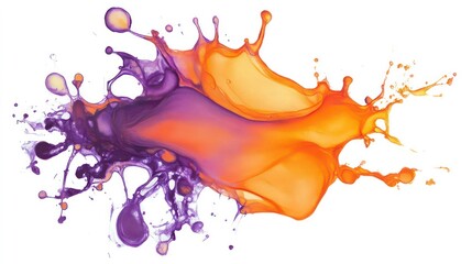 Poster - Abstract orange and purple liquid splash isolated on white background. (1)