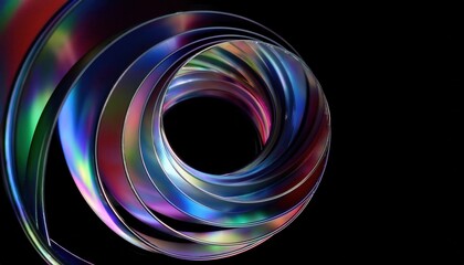 Poster - Hypnotic Swirling Multicolored Metallic Rings in Abstract Motion, Symbolizing Infinity, Creativity, and Technological Innovation