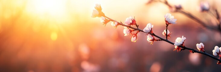 Poster - White cherry blossoms in spring against a blue sky, set in a natural backdrop with a soft focus.