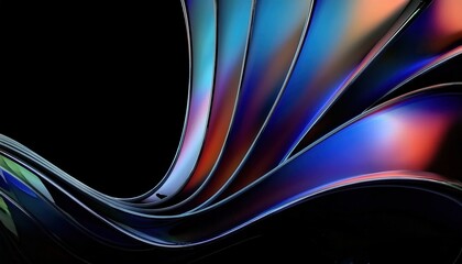 Poster - Vivid Abstract Metallic Ribbons in Gradient Colors with Futuristic Elegance, Ideal for Tech Design, Branding, Digital Art Inspiration