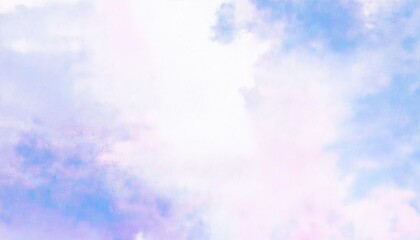 Poster - Dreamy Pastel Sky with Soft White Clouds and Subtle Purple and Blue Gradients. Perfect for Calm, Relaxing Backgrounds or Art Concepts