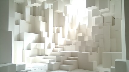 Poster - Abstract white geometric architecture with three-dimensional art and modern design elements : Generative AI