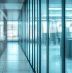 Aufkleber - Contemporary Office Hallway with Modern Glass Walls and Bright Spacious Interior Design Elements : Generative AI