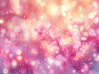 Wall Mural - Pastel Dreamy Background Soft Pink White Bokeh Abstract Animation Glitter Light Design