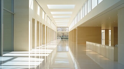 Poster - Modern Architectural Interior with Skylights and Polished Floors : Generative AI