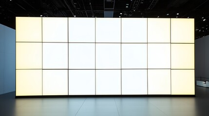 Poster - Large illuminated display wall at modern art gallery exhibition : Generative AI