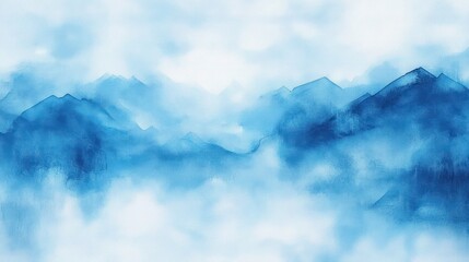 Poster - abstract blue watercolor background soft pastel smooth gradient light calm airy texture