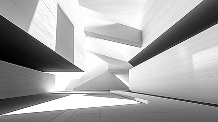 Poster - Abstract Minimalist Geometric Space with Innovative Design and Light Play Creating Unique Shadows : Generative AI