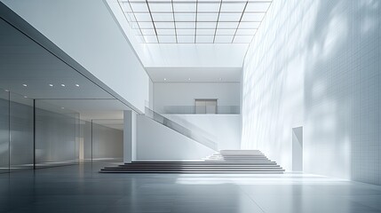 Poster - Expansive Bright Contemporary Interior with Geometric Elements and Natural Light : Generative AI