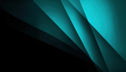 Poster - Abstract Cyan and Black Folded Paper Design with Geometric Layered Shapes, Ideal for Modern Backgrounds, Branding, or Digital Art Concepts