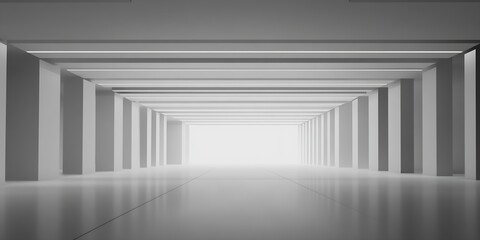 Poster - Abstract Architectural Corridor with Repetitive Pattern and Bright Lighting : Generative AI