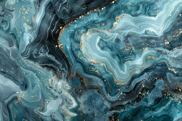 Poster - Elegant blue and gold marble texture creating a luxurious and sophisticated backdrop