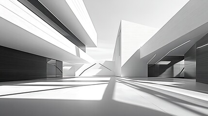 Poster - Modern Abstract Architectural Space with Geometric Design and Natural Light in Minimalistic Setting : Generative AI