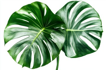 A design element featuring a tropical leaf on a transparent backdrop