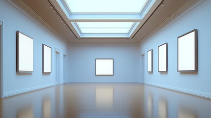 Aufkleber - Contemporary Art Gallery with Natural Light and Prominent Display Frames : Generative AI