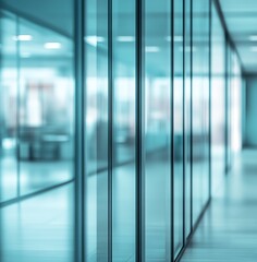 Poster - Contemporary Office Space with Sleek Glass Partitions and Natural Illumination : Generative AI