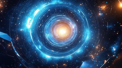 Leinwandbilder - Blue Magic Circle Light Portal Future Technology Abstract Digital Art Design